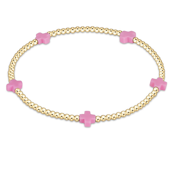 enewton design : Signature Cross Small Gold Pattern 2mm Bead Bracelet 6.25"