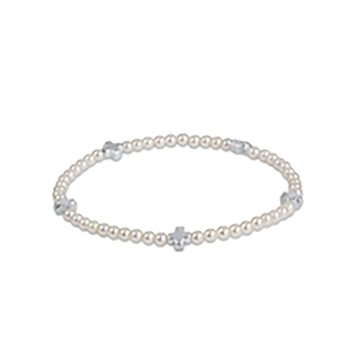 enewton design : Signature Cross Pearl Pattern 4mm Bead Bracelet - Sterling -