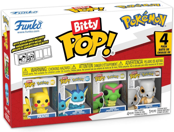 Funko Bitty POP Pokemon 4 Pack Pikachu Vaporeon Caterpie Cubone 0.9 Inch Figures