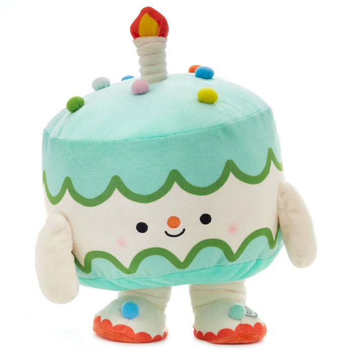 Plush birthday cake view of front