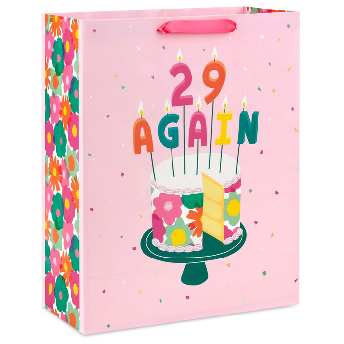 Hallmark : 15.5" 29 Again Cake and Candles Extra-Large Birthday Gift Bag