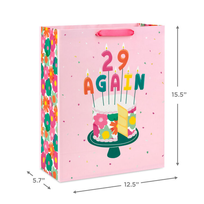 Hallmark : 15.5" 29 Again Cake and Candles Extra-Large Birthday Gift Bag