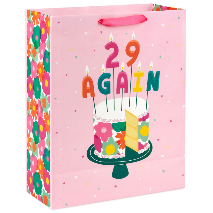 Hallmark : 15.5" 29 Again Cake and Candles Extra-Large Birthday Gift Bag