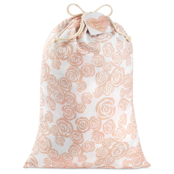 Hallmark : 28" Pink Roses on Ivory Wedding Canvas Gift Sack With Gift Tag
