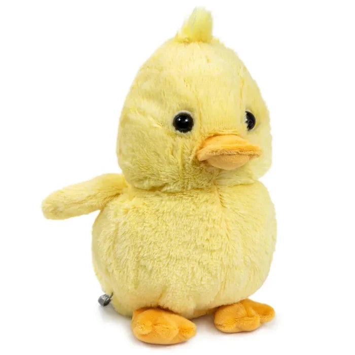 Right facing Yellow plush duck on white background