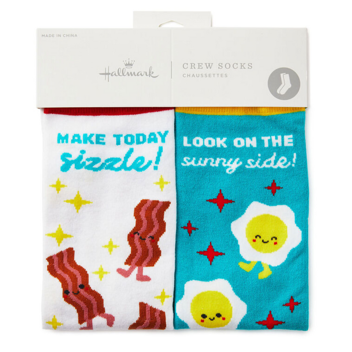 Hallmark : Bacon and Eggs Better Together Funny Crew Socks