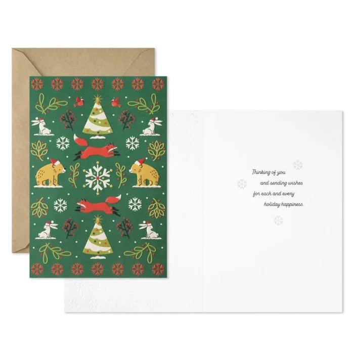 Hallmark : Bear and Fox on Forest Green Boxed Christmas Cards