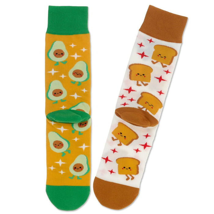 Hallmark : Better Together Avocado and Toast Funny Crew Socks - Hallmark : Better Together Avocado and Toast Funny Crew Socks