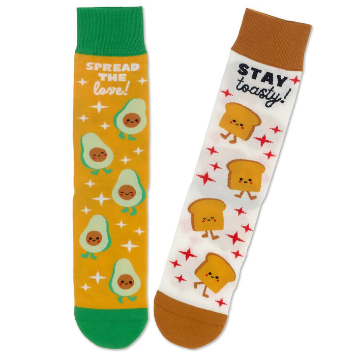 Hallmark : Better Together Avocado and Toast Funny Crew Socks - Hallmark : Better Together Avocado and Toast Funny Crew Socks