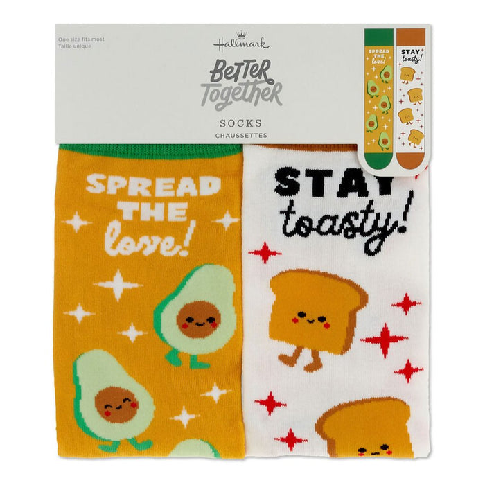 Hallmark : Better Together Avocado and Toast Funny Crew Socks - Hallmark : Better Together Avocado and Toast Funny Crew Socks