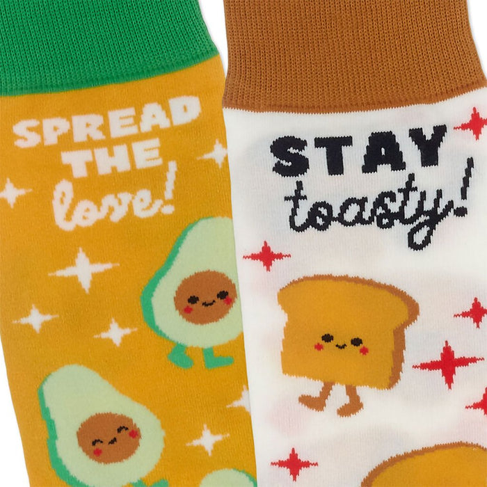 Hallmark : Better Together Avocado and Toast Funny Crew Socks - Hallmark : Better Together Avocado and Toast Funny Crew Socks