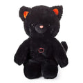 Black cat plush with sound, press the pumpkin in the center of the cats tummy. Product is on a white background