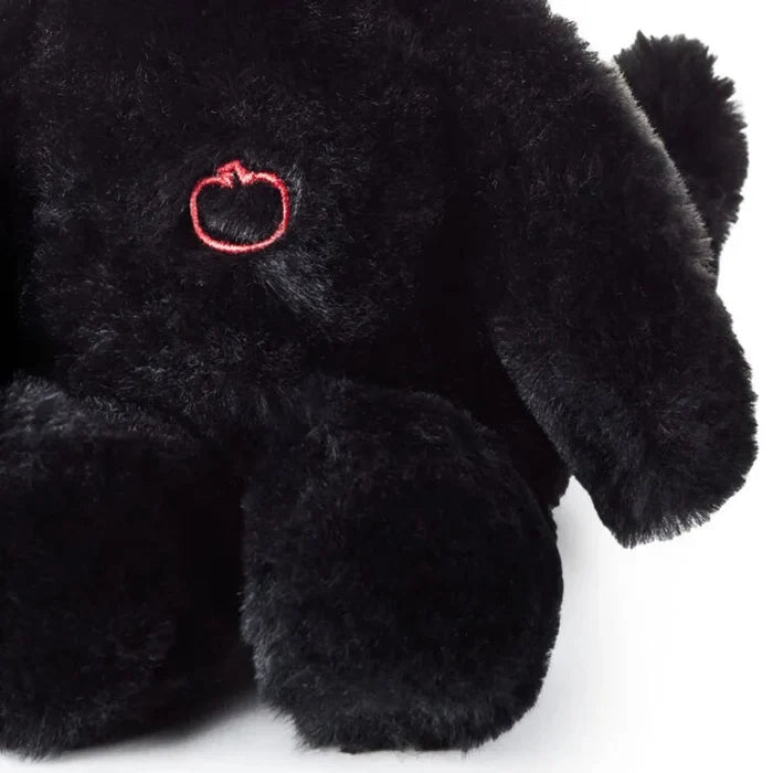 Black Cat plush toy with sound and with a orange red pumpkin on a white background
