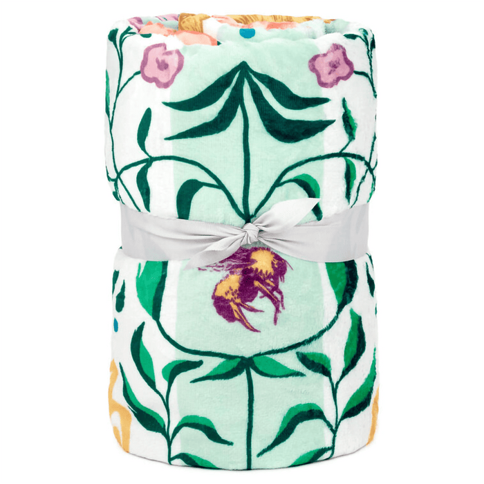 Hallmark : Bridgerton Ton Silhouettes on Floral Blanket, 50x60 - Hallmark : Bridgerton Ton Silhouettes on Floral Blanket, 50x60