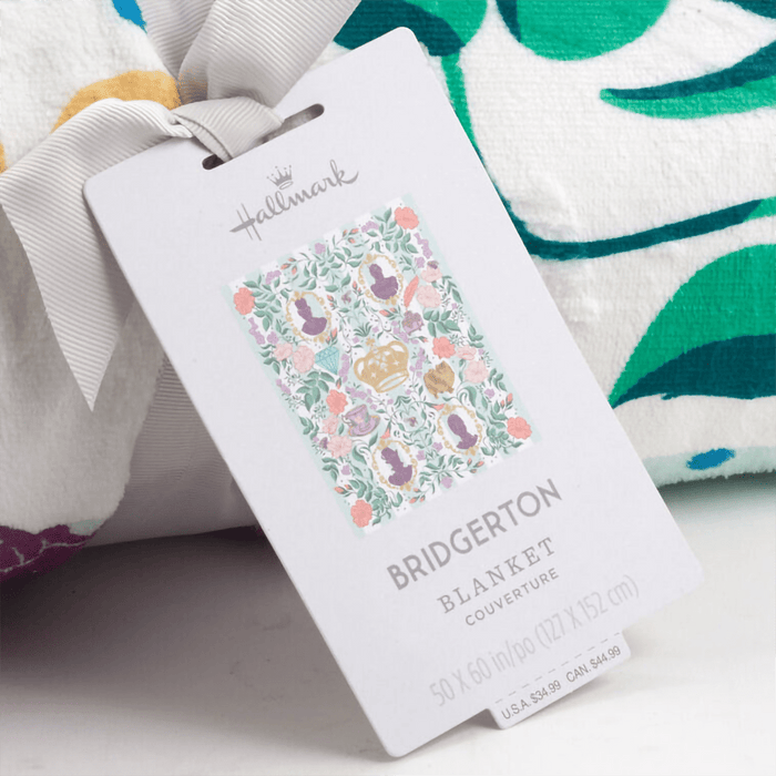 Hallmark : Bridgerton Ton Silhouettes on Floral Blanket, 50x60 - Hallmark : Bridgerton Ton Silhouettes on Floral Blanket, 50x60
