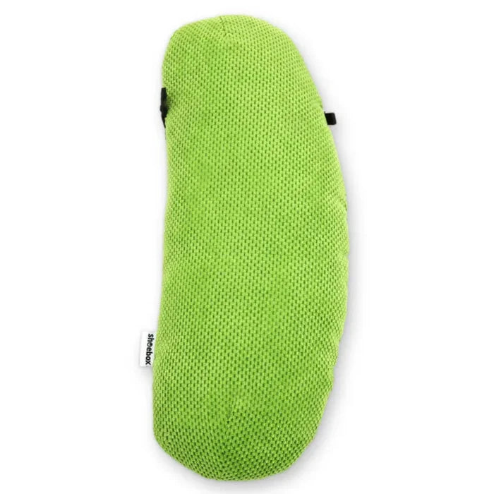 Green textured object on a white background