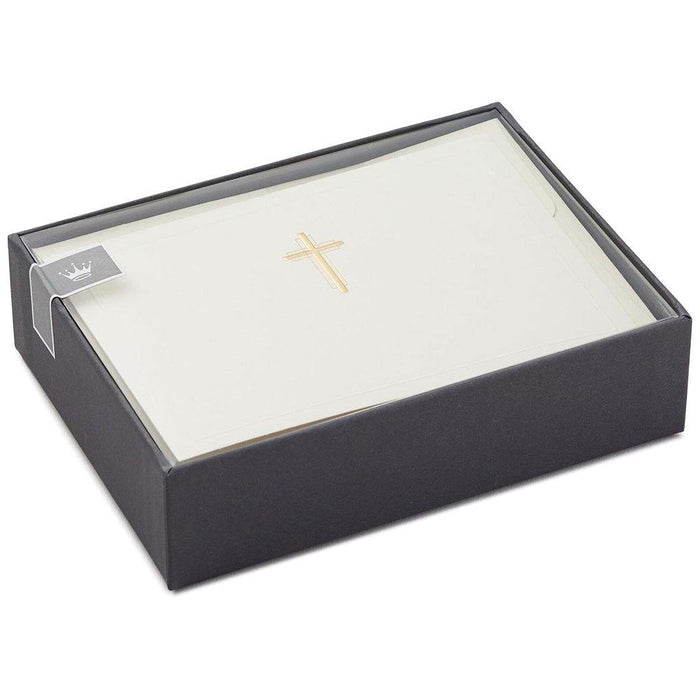 "Hallmark : Gold Cross Religious Note Cards, Box of 20 -"
