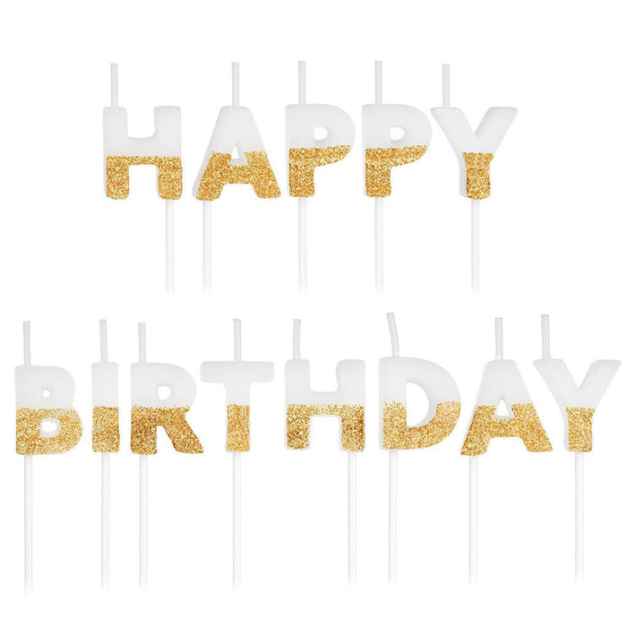 "Hallmark : Gold Glitter Dipped \"Happy Birthday\" Candles - Hallmark : Gold Glitter Dipped \"Happy Birthday\" Candles"