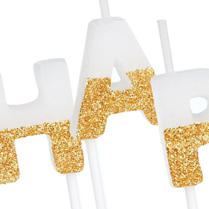 "Hallmark : Gold Glitter Dipped \"Happy Birthday\" Candles - Hallmark : Gold Glitter Dipped \"Happy Birthday\" Candles"