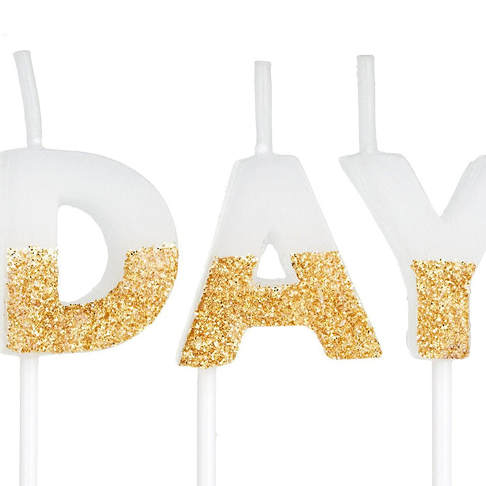 "Hallmark : Gold Glitter Dipped \"Happy Birthday\" Candles - Hallmark : Gold Glitter Dipped \"Happy Birthday\" Candles"