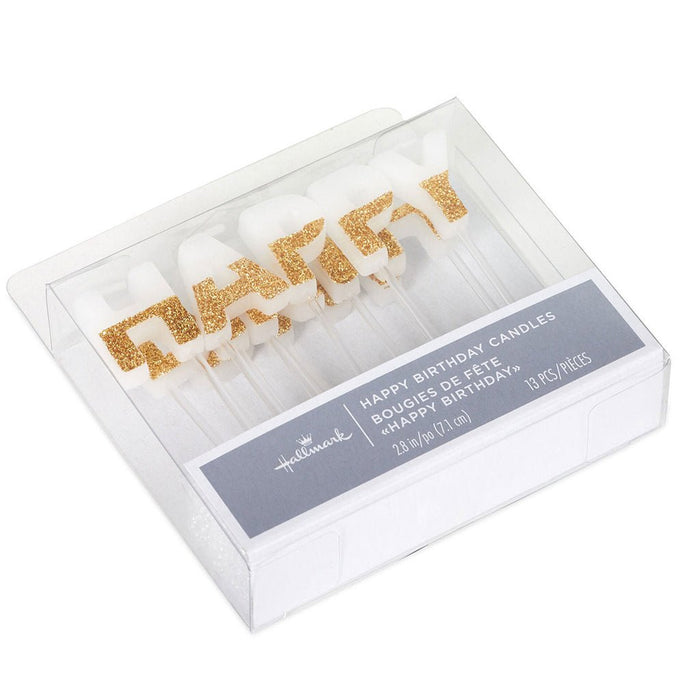 "Hallmark : Gold Glitter Dipped \"Happy Birthday\" Candles - Hallmark : Gold Glitter Dipped \"Happy Birthday\" Candles"