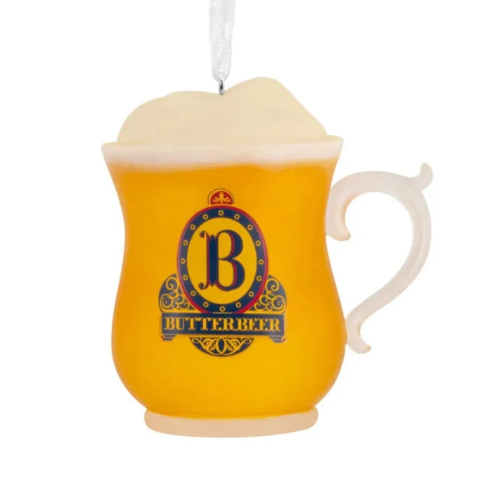 Butterbeer mug ornament with 'B' logo on a white background
