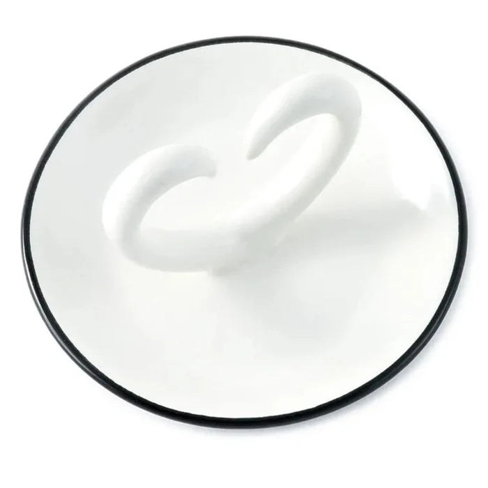 Top view Ring dish ceramic with arms that shape a heart. trinket dish on a white background.
