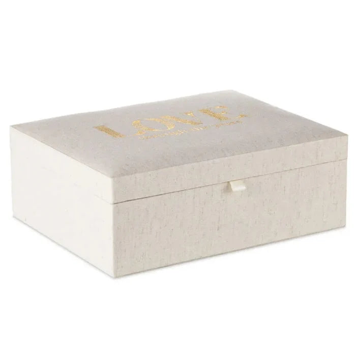 Trinket box with "Love through the years" in gold lettering