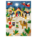Advent calendar with nativity scene design on a white  background