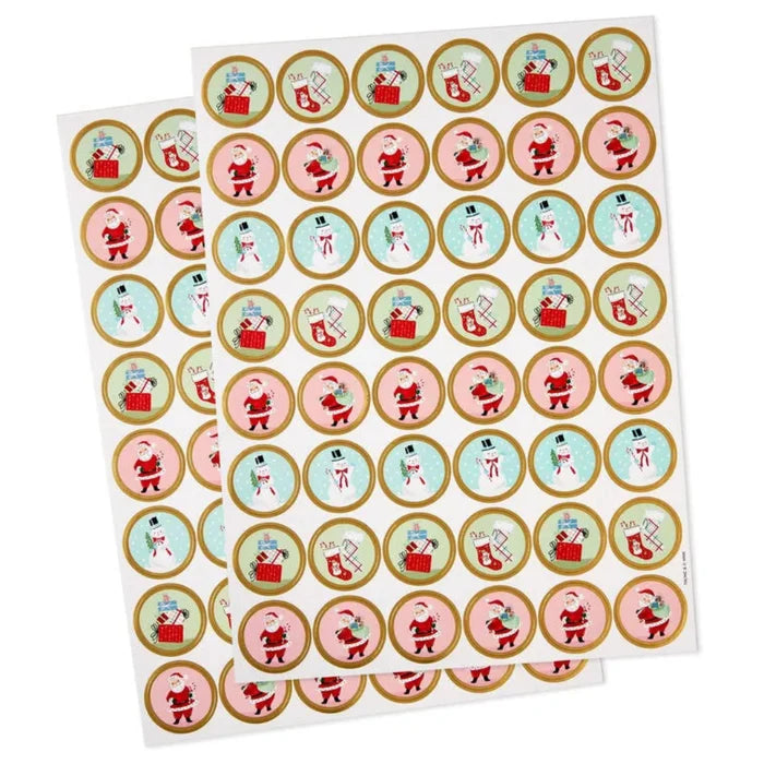 Hallmark : Nostalgic Winter Icons Round Christmas Seals, 2 Sheets