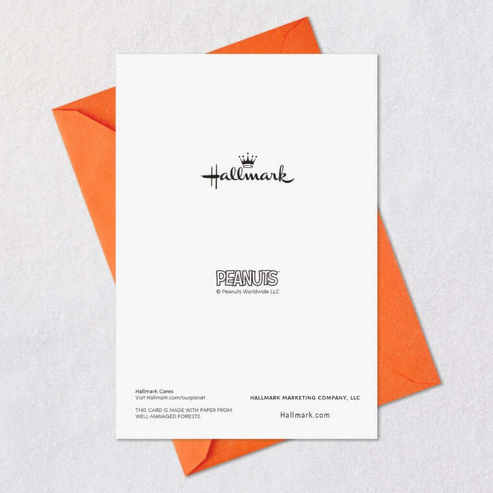 Hallmark card with 'Peanuts' branding on a white background