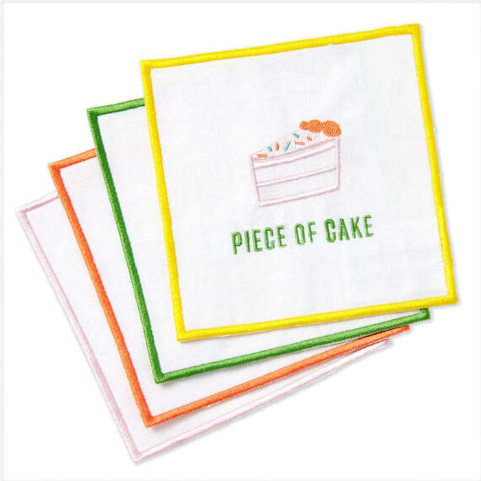 Hallmark : Piece of Cake Assorted Fabric Beverage Napkins, Set of 4 - Hallmark : Piece of Cake Assorted Fabric Beverage Napkins, Set of 4
