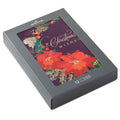 Holiday card packaging with floral design and 'Christmas Wishes' text on a white background