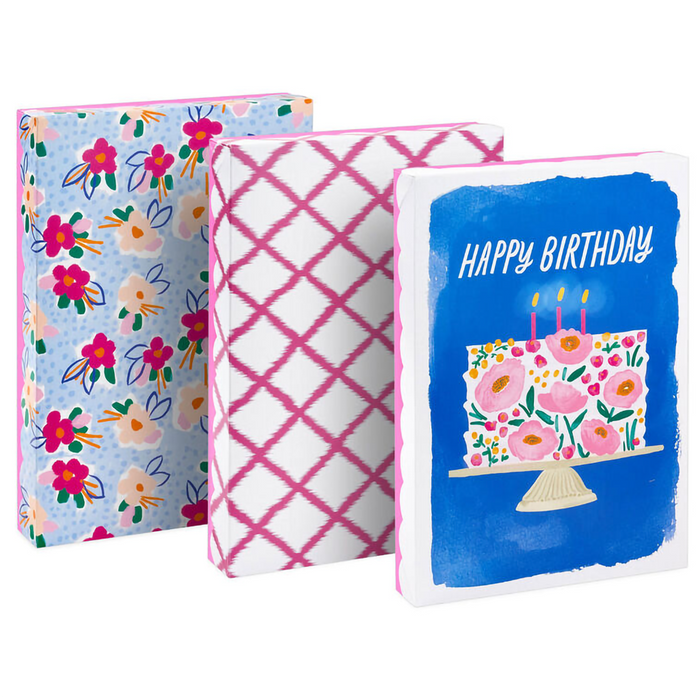 Hallmark : Scalloped Designs on Pink 3-Pack Assorted Medium Gift Box Bundle