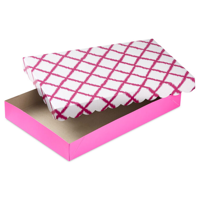 Hallmark : Scalloped Designs on Pink 3-Pack Assorted Medium Gift Box Bundle