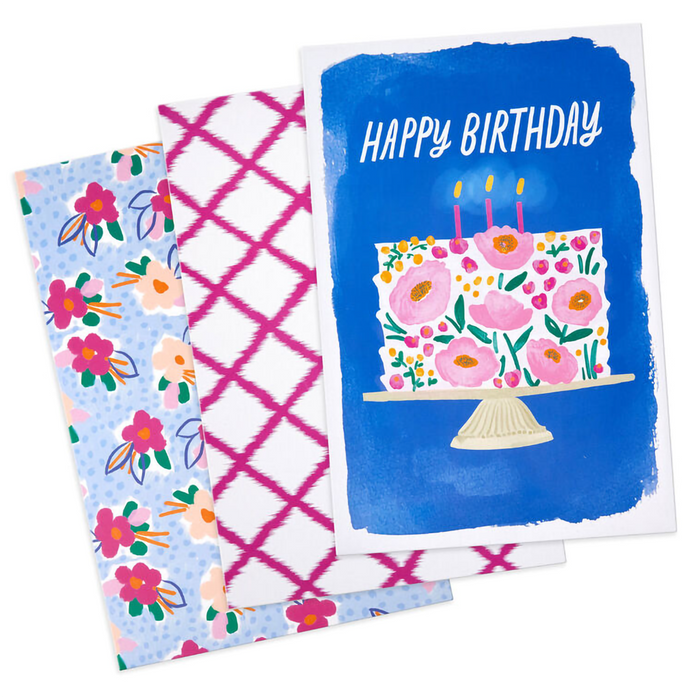 Hallmark : Scalloped Designs on Pink 3-Pack Assorted Medium Gift Box Bundle