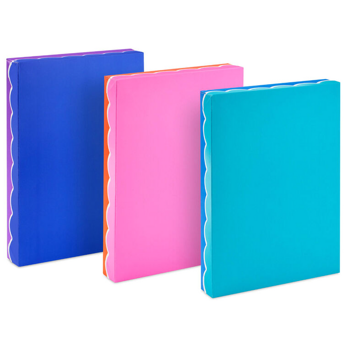 Hallmark : Scalloped Solids 3-Pack Assorted Small Gift Box Bundle