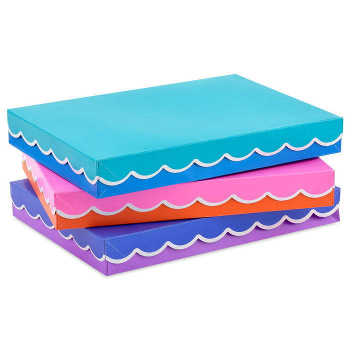 Hallmark : Scalloped Solids 3-Pack Assorted Small Gift Box Bundle