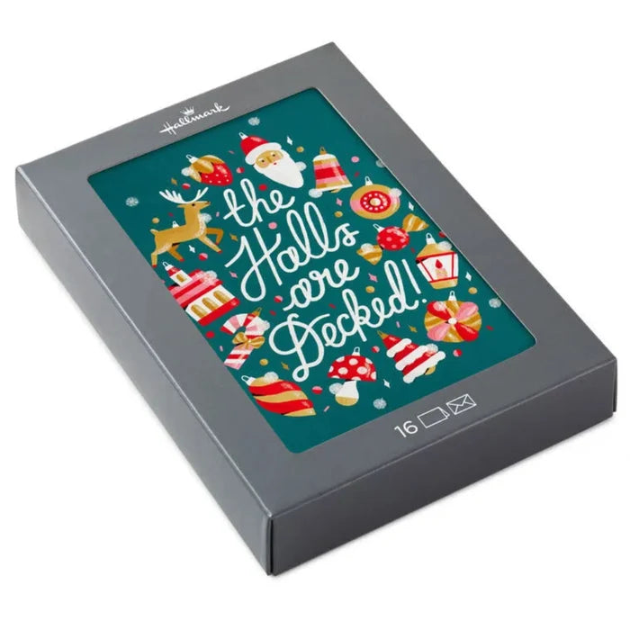 Hallmark : The Halls Are Decked Boxed Christmas Cards, Pack of 16