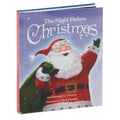 Book titled 'The Night Before Christmas' with a illustration of Santa Claus on the cover.