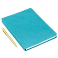 "Hallmark : Turquoise Faux Leather Notebook With Pen -"