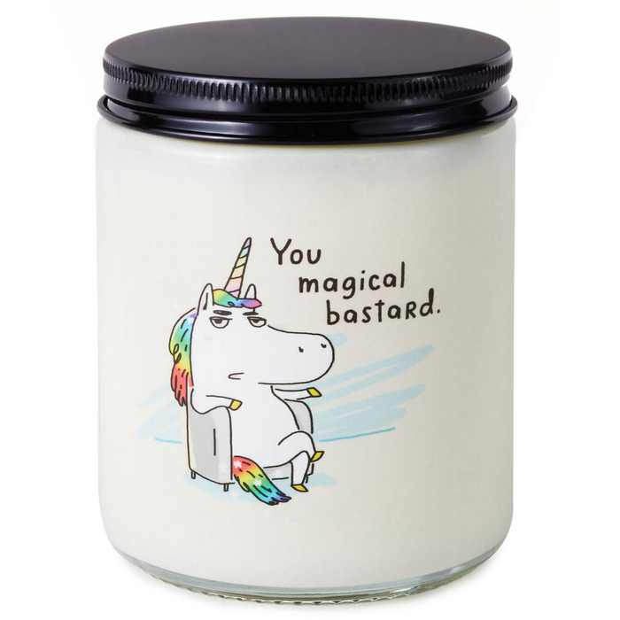 Hallmark : Unicorn You Magical Bastard Scented Single-Wick Jar Candle, 7 oz.