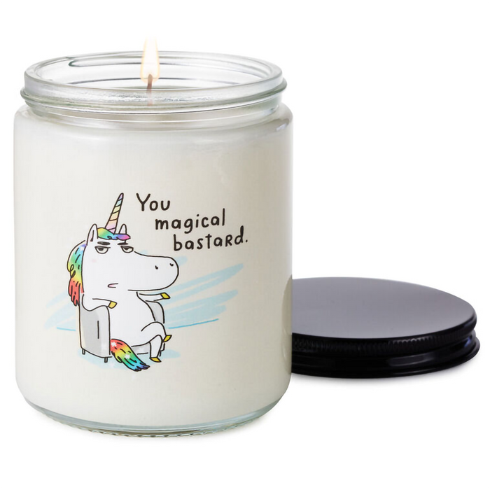 Hallmark : Unicorn You Magical Bastard Scented Single-Wick Jar Candle, 7 oz.