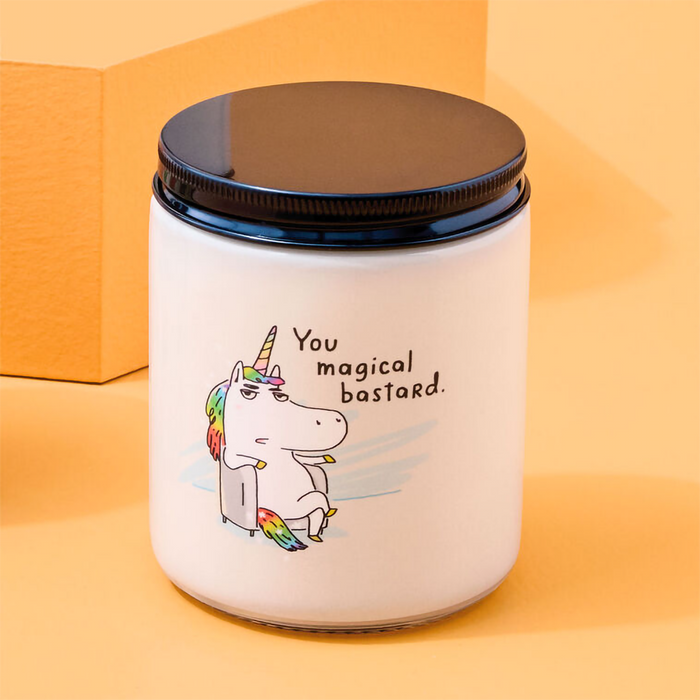 Hallmark : Unicorn You Magical Bastard Scented Single-Wick Jar Candle, 7 oz.
