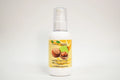 Bottle of hazelnut oil with a yellow label on a white background