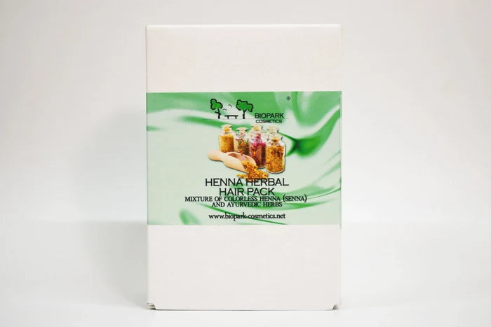 Box of Henna Herbal Hair Color with Biopark Cosmetics branding on a white background
