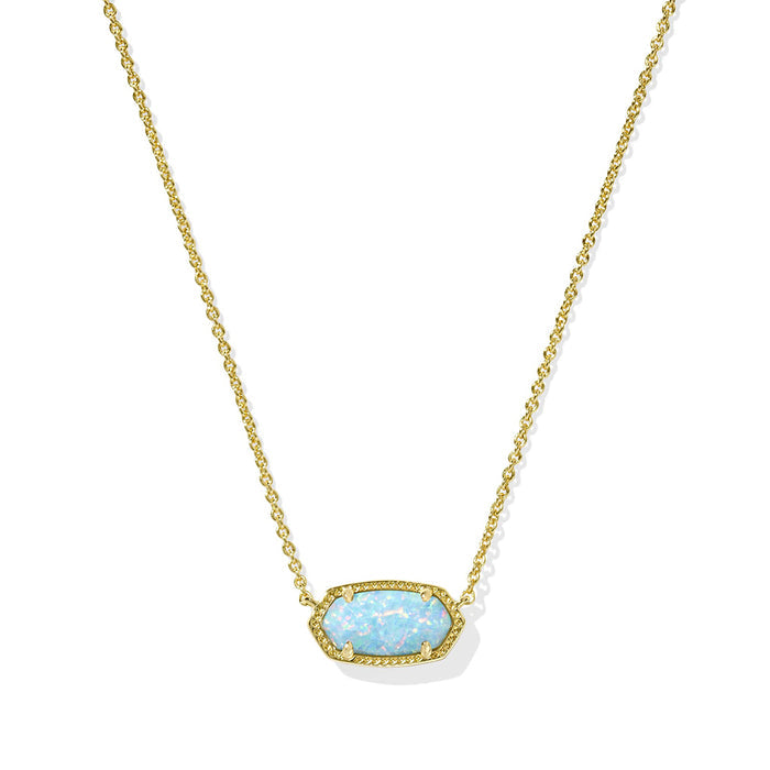 Kendra Scott : Elisa Pendant Gold Necklace - Light Teal Kyocera Opal