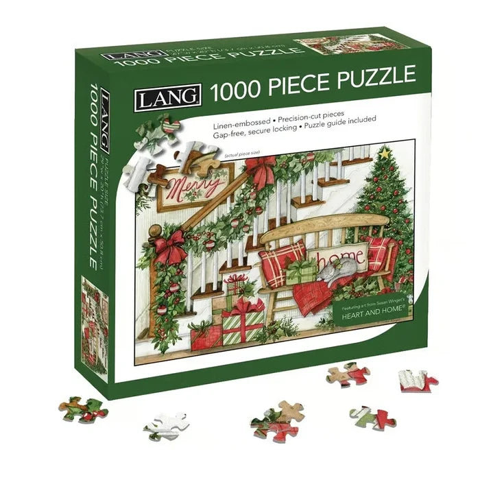 Boxed Lang 1000 piece puzzle with Christmas-themed design