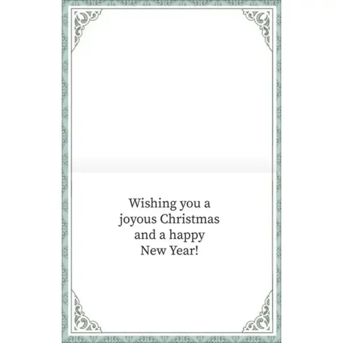 Decorative card with Christmas and New Year wishes on a white background