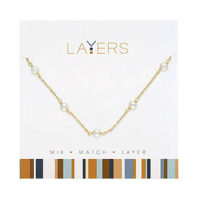 "Center Court : Gold Multi Pearl Layers Necklace - Center Court : Gold Multi Pearl Layers Necklace"